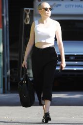 Rose McGowan - Shows off Her New Bald Head - Out in West Hollywood, November 2015