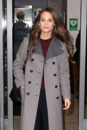 Alicia Vikander Autumn Style - at BBC Studios in London, December 2015