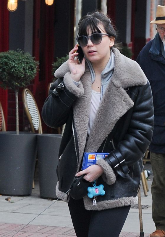 Daisy Lowe Make Up Free - Walking With Her Dog in Hampstead, December 2015