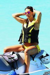 Danielle Lloyd in Yellow Bikini - Enjoying the Beach in Barbados, December 2015