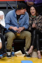 Jenna Dewan, Channing Tatum and Emmanuelle Chriqui at the Staples Center in Los Angeles, December 2015