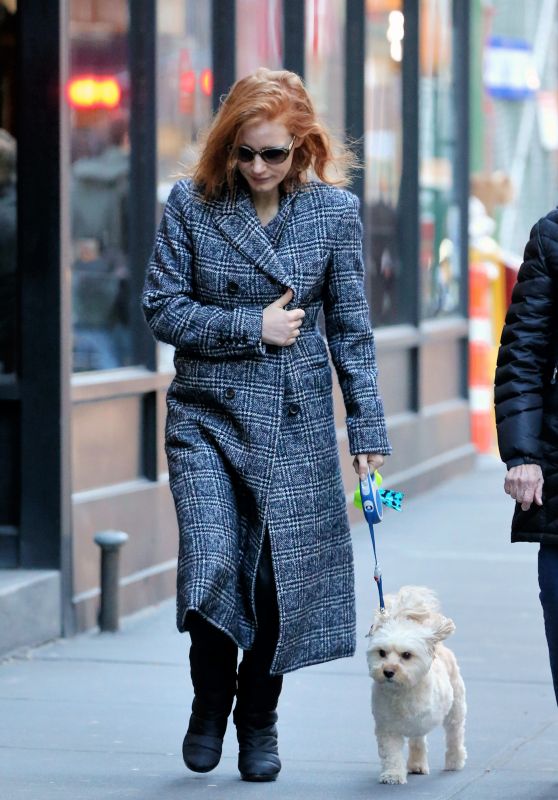 Jessica Chastain - Walks Her Dog Chaplin in New York City, December 2015