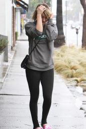 Kaley Cuoco in Spandex - Leaving the Gym Getting Caught in the Rain Without an Umbrella 12/22/2015