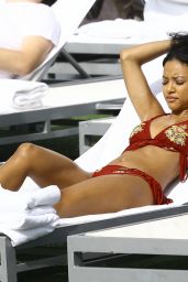 Karrueche Tran in Bikini at the Pool at Her Hotel in Miami, December 2015 