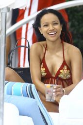 Karrueche Tran in Bikini at the Pool at Her Hotel in Miami, December 2015 