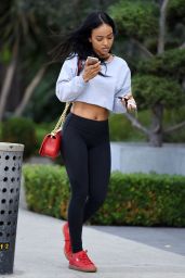 Karrueche Tran - Sporting a Red Pair of Rihanna X Puma Creeper Sneakers - Melrose ave in Los Angeles 12/24/2015