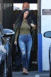 Kourtney Kardashian in Ripped Jeans - Leaving a Studio in Los Angeles, December 2015
