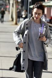 Lily Collins - Leaving Pilates in West Hollywood, 12/16/2015