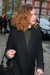 Lily James Leaving BBC Radio 2 Studios in London, December 2015