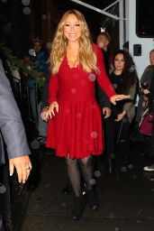 Mariah Carey - Heads to Pier 1 in Red Dress for Christmas Book Event in New York