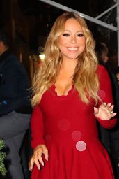 Mariah Carey - Heads to Pier 1 in Red Dress for Christmas Book Event in New York