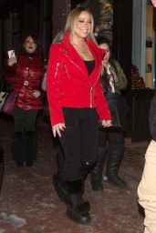 Mariah Carey in Red Jacket and Snow Boots - Shops Up a Storm in Aspen, December 2015