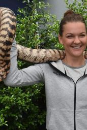 Agnieszka Radwanska Holding a Python Snake - Melbourne 1/21/2016