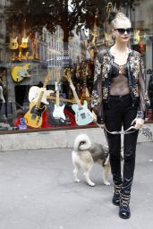 Cara Delevingne Street Fashion - at the Guitar Legend Store in Paris, January 2016
