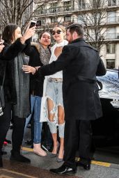 Gigi Hadid Street Fashion - at Her Hotel in Paris 1/26/2016 