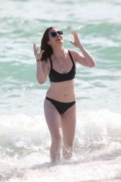 Jess Glynne in Black Bikini - Beach in Miami 1/2/2016 