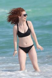 Jess Glynne in Black Bikini - Beach in Miami 1/2/2016 