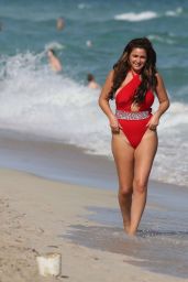 Josie Goldberg in Red Swimsuit at MIami Beach 1/2/2016 