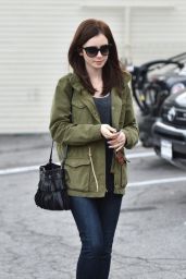 Lily Collins - Leaving Her Mom