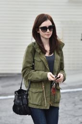 Lily Collins - Leaving Her Mom