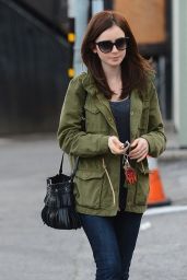 Lily Collins - Leaving Her Mom