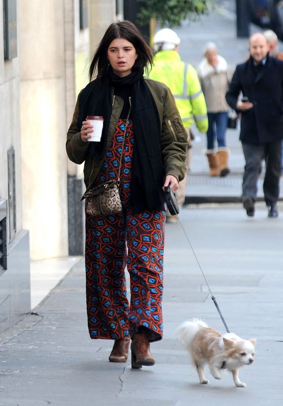 Pixie Geldof - Walking Her Dog, Buster Sniff, in Central London 1/19/2016