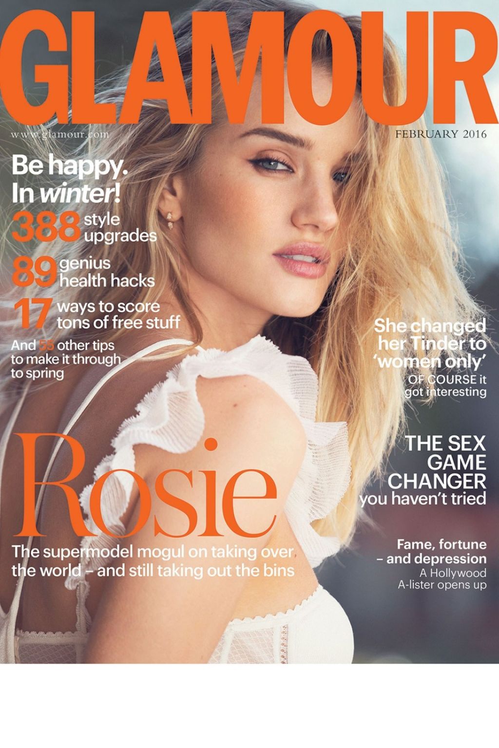 Rosie Huntington-Whiteley - Glamour Magazine UK Februrary 2016 Cover ...