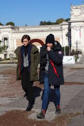 Ruby Rose filming John Wick 2 in Rome, January 2016
