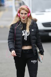 Ashley James Street Style - Arriving at Hoxton Radio in London, February 2016