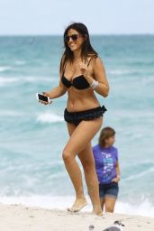 Claudia Romani in Black Bikini at the Beach in Miami 2/28/2016