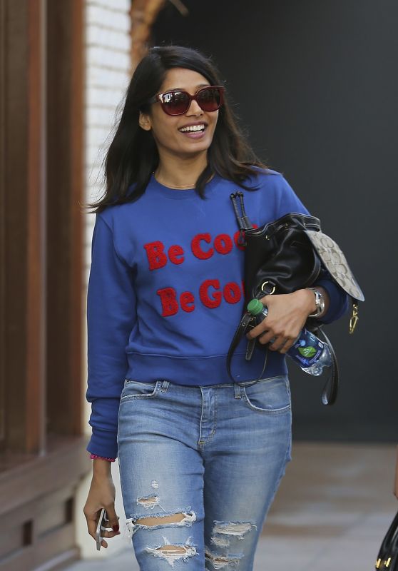 Freida Pinto in Ripped Jeans - Shopping at The Grove in West Hollywood, CA 2/22/2016