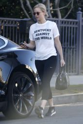 Jennifer Lawrence in Leggings - Leaving a Friends House in Los Angeles, February 2016