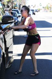 Kaley Cuoco in a Sports Bra and Shorts in Los Angeles 2/9/2016 