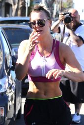 Kaley Cuoco in a Sports Bra and Shorts in Los Angeles 2/9/2016 