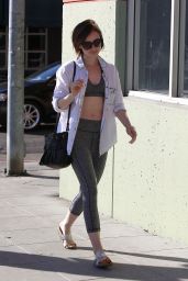 Lily Collins in Leggigns - Lunch at Hugo