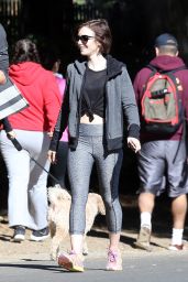 Lily Collins in Leggings - Out in Fryman Canyon Park in Los Angeles, 2/3/2016