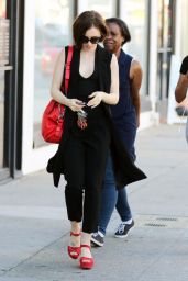 Lily Collins Street Fashion - Leaving Cryohealthcare in Los Angeles 2/21/2016 