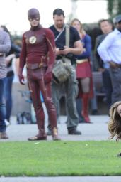 Melissa Benoist - Supergirl Set Photos - Los Angeles 2/22/2016