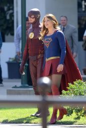 Melissa Benoist - Supergirl Set Photos - Los Angeles 2/22/2016