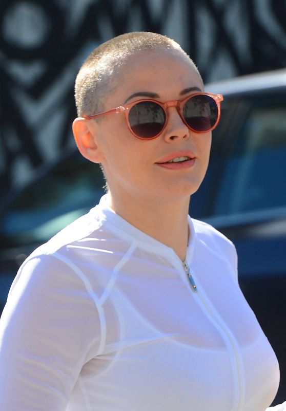 Rose McGowan - Sports a Newly Shaved Head, Los Angeles, Febriary 2016