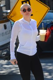 Rose McGowan - Sports a Newly Shaved Head, Los Angeles, Febriary 2016