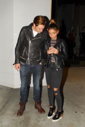 Sarah Hyland and Dominic Sherwood - Wait for Their Uber After Leaving a West Hollywod Bar, February 2016
