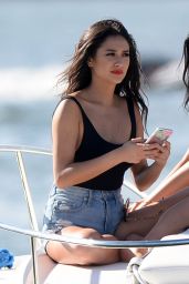 Shay Mitchell Hot in Jeans Shorts - at Yacht With Friends in Miami, FL 2/21/2016
