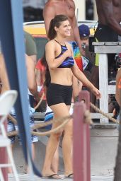 Alexandra Daddario On The Set of Baywatch in Miami, FL 3/5/2016