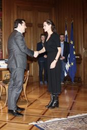 Angelina Jolie Meets Greek Prime Minister Alexis Tsipras 3/16/2016