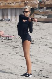 Charlotte McKinney - Working Out on Malibu Beach, February 2016