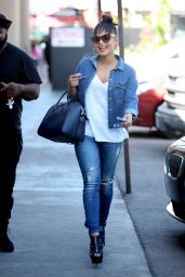 Christina Milian in a Denim Outfit and Heels - Los Angeles 3/21/2016