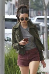 Crystal Reed Leggy in Shorts - Shops in Beverly Hills, CA 3/3/2016
