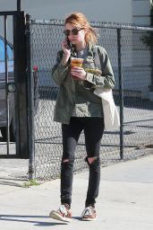 Emma Roberts in RIpped Jeans - Out in Los Angeles 3/26/2016