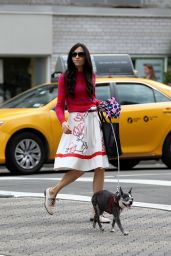 Famke Janssen Walks Home With Her Dog Licorice in New York City 3/10/2016
